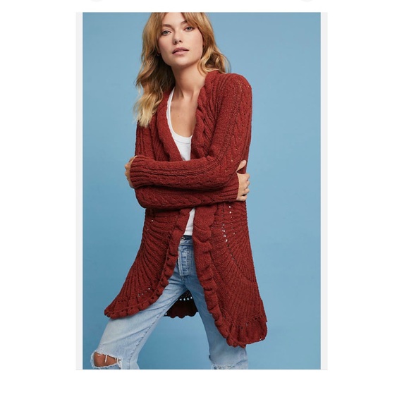 Rosie Neira Sweaters - Anthropologie • Rosie Neira circle knit burnt orange/rust cardigan • Size: M